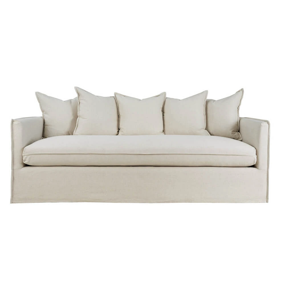 Jeffan Alexia Slipcover Sofa - Light Linen | Electronic Express