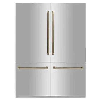 ZLINE 32.3 Cu. Ft. Autograph Edition Stainless Steel/Champagne Bronze 4-Door French Door Refrigerator | Electronic Express