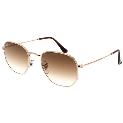 Ray-Ban Hexagonal Polished Gold Rim Light Brown Gradient Crystal | Electronic Express