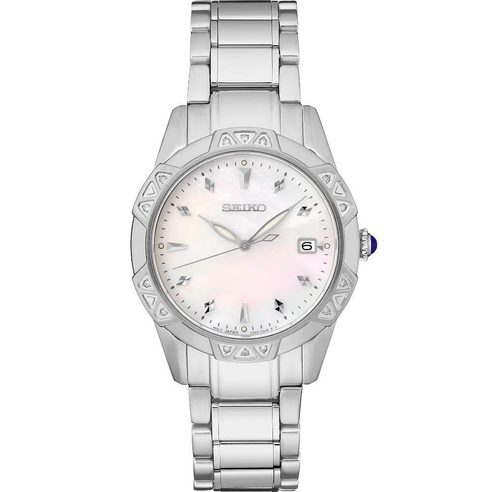 Seiko Diamond Quartz - White/Stainless Steel - 33.2mm | Electronic Express