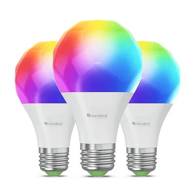 Nanoleaf Essentials Matter A19 | E26 Smart Bulbs (3 Pack) - Multicolor | Electronic Express