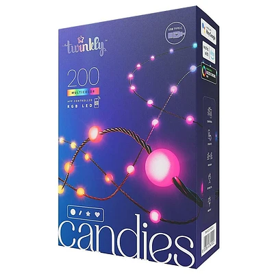 Twinkly Candies Pearl Shaped 200 RGB LED Smart Light String - Multicolor | Electronic Express