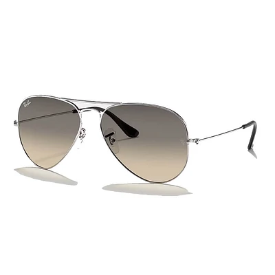 Ray-Ban Aviator Large Metal Polished Silver Light Grey Gradient | Electronic Express