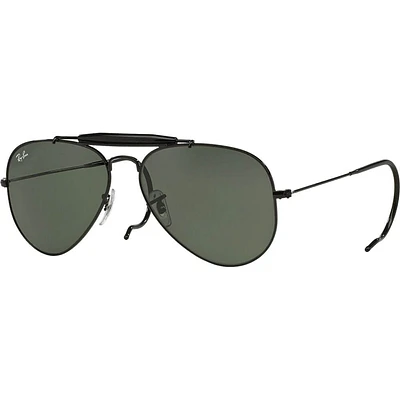 Ray-Ban Outdoorsman Large Metal Polished Black Green Classic G-15 | Electronic Express