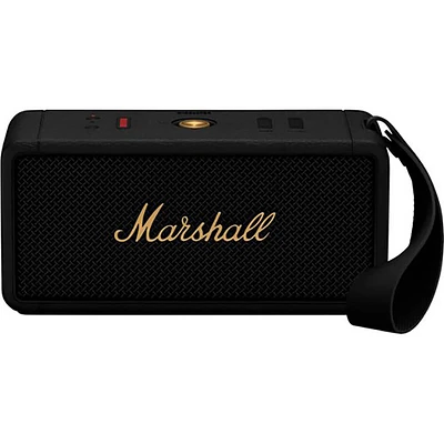 Marshall Middleton Bluetooth Portable Speaker - Black/Brass | Electronic Express