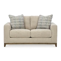 Ashley Parklynn Stationary Fabric Loveseat - Beige | Electronic Express