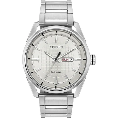 CITIZEN Eco Drive Mens Watch - Silver Band with Silver Dial | Electronic Express