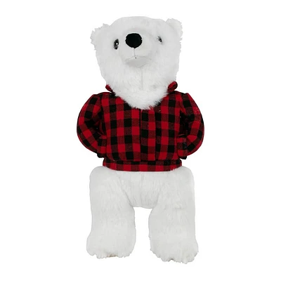 Tall Tails 12 Inch Plaid Polar Bear Dog Toy with Squeaker | Electronic Express