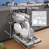 Midea 52 dBA Compact Front Control Dishwasher | Electronic Express