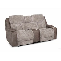 Franklin Corporation Denali Power Reclining Console Loveseat - Smoke and Dove Two-Tone | Electronic Express