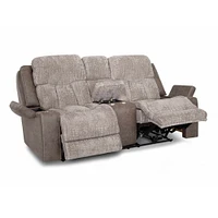 Franklin Corporation Denali Power Reclining Console Loveseat - Smoke and Dove Two-Tone | Electronic Express