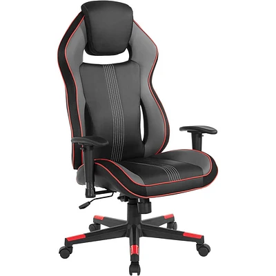 DesignLab BOA II Ergonomic Adjustable Racing Style Gaming Chair - Black with Red Accents | Electronic Express