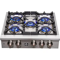 Forno 30 inch Stainless Steel 5 Burner Gas Cooktop | Electronic Express