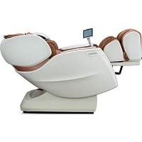 Cozzia Qi SE Massage Chair - Cappuccino & Pearl White | Electronic Express