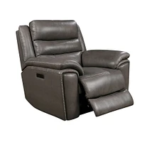 Leather Italia Destin Gray Leather Power Reclining Chair | Electronic Express