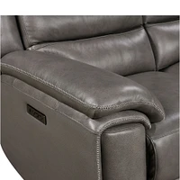 Leather Italia Destin Gray Leather Power Reclining Chair | Electronic Express