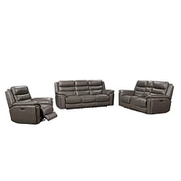 Leather Italia Destin Gray Leather Power Reclining Loveseat | Electronic Express