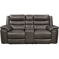 Leather Italia Destin Gray Leather Power Reclining Loveseat | Electronic Express