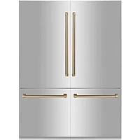ZLINE 32.2 Cu. Ft. Stainless Steel 4-Door French Door with Gold Accents | Electronic Express