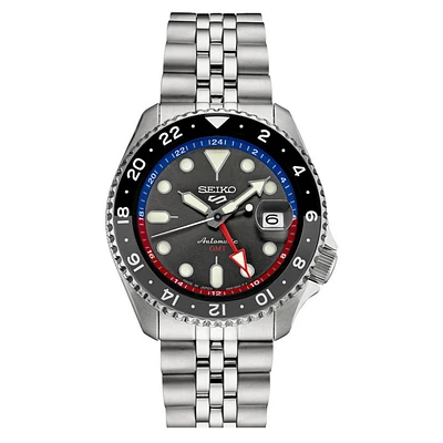 Seiko 5 Sports Automatic GMT Watch - Stainless Steel/Gray Dial | Electronic Express