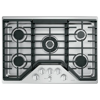 Cafe 30 inch Stainless Steel 5 Burner Gas Drop-In Cooktop | Electronic Express
