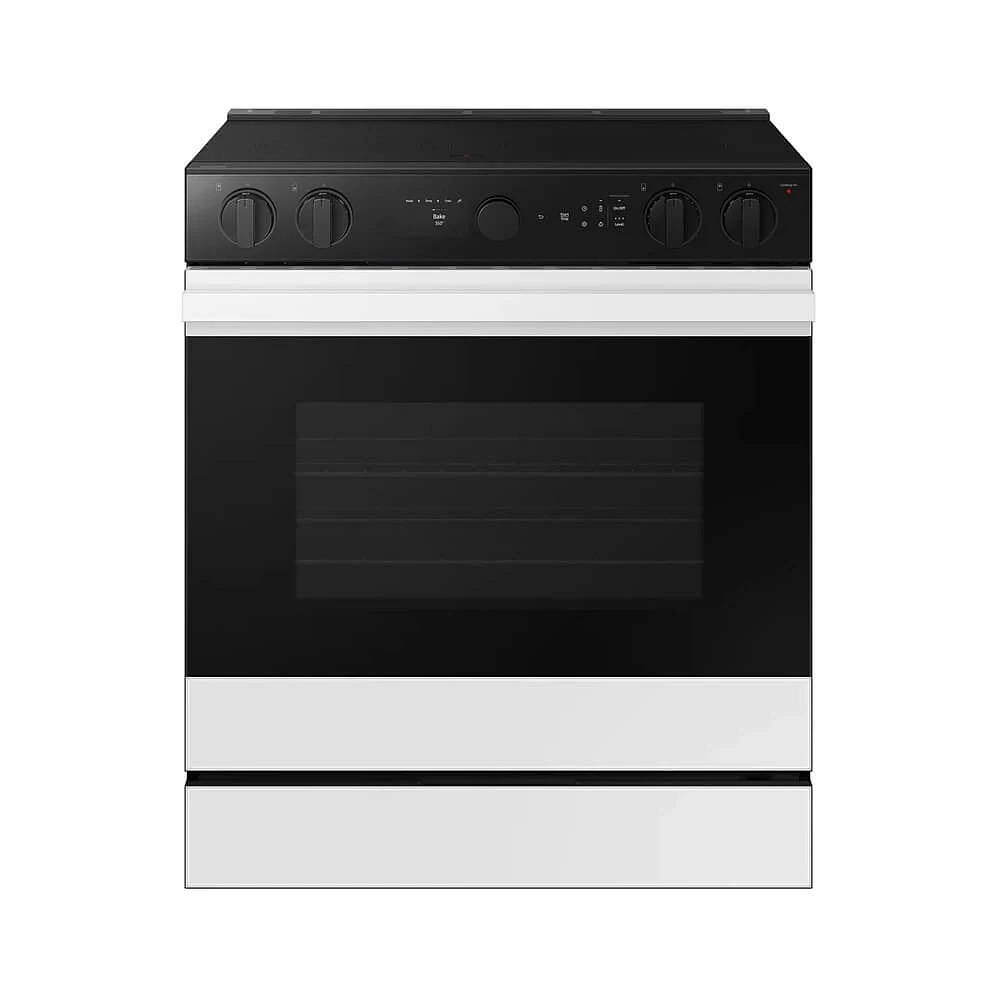 Samsung 6.3 Cu. Ft. Bespoke White Glass Slide-In Electric Range | Electronic Express