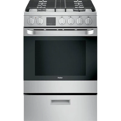 Haier 2.9 Cu. Ft. Stainless Steel Slide-In Gas Convection Range | Electronic Express