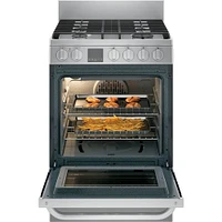 Haier 2.9 Cu. Ft. Stainless Steel Slide-In Gas Convection Range | Electronic Express