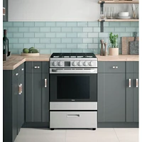 Haier 2.9 Cu. Ft. Stainless Steel Slide-In Gas Convection Range | Electronic Express