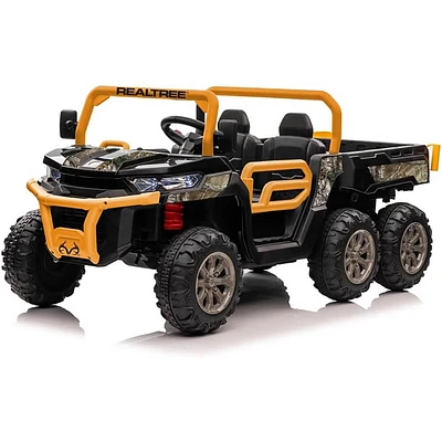 Best Ride On Cars Kids Electric Vehicle Realtree UTV 1000 Dump Truck - Black/Orange | Electronic Express