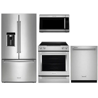 KitchenAid 4.Pc. Stainless French Door Counter-Depth Kitchen Package | Electronic Express
