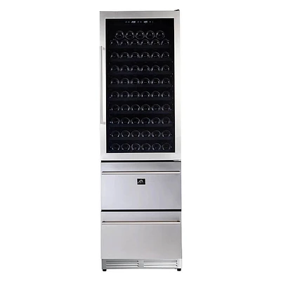 FORNO 108 Bottle 24 inch Stainless Steel Triple Zone Wine Cooler | Electronic Express