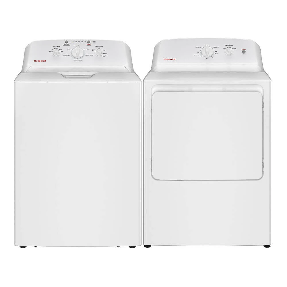 Hotpoint HTW265ASWPR White Top Load Washer/Dryer Pair | Electronic Express