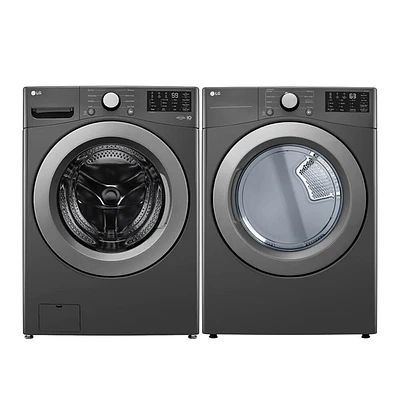 LG WM3470CMPR Black Smart Front Load Washer/Dryer Pair | Electronic Express