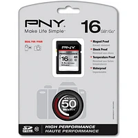 PNY P-SDH16G10H-GE 16GB Class 10 SDHC Flash Media Card - OPEN BOX PSDH16G10HGE | Electronic Express