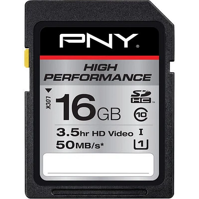 PNY P-SDH16G10H-GE 16GB Class 10 SDHC Flash Media Card - OPEN BOX PSDH16G10HGE | Electronic Express