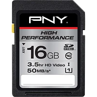 PNY P-SDH16G10H-GE 16GB Class 10 SDHC Flash Media Card - OPEN BOX PSDH16G10HGE | Electronic Express