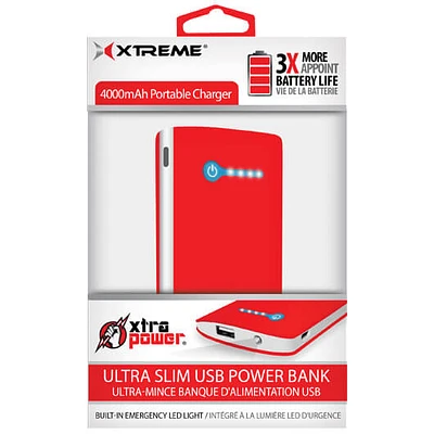 Xtreme 89385 Ultra Slim USB Power Bank(Red) | Electronic Express