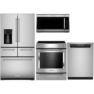 KitchenAid 4 Pc. Stainless French Door Kitchen Package | Electronic Express