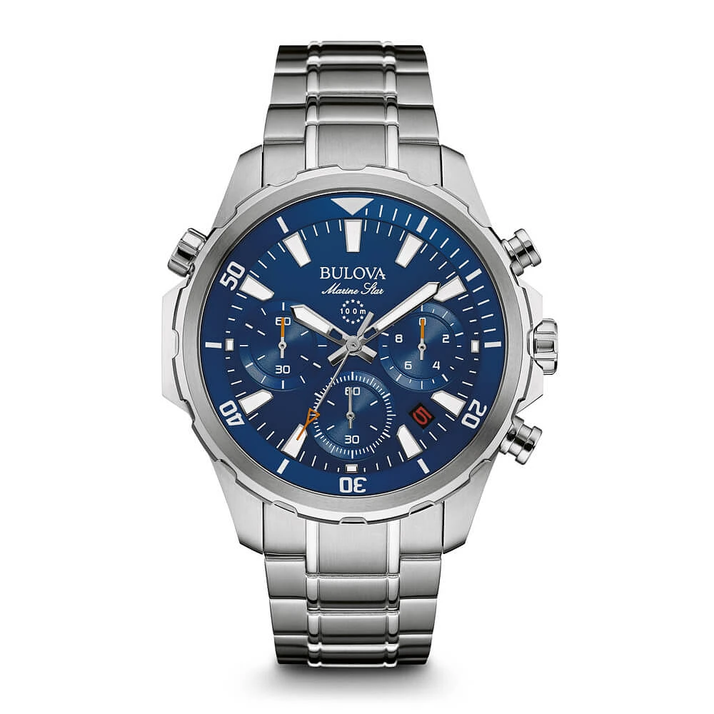 Bulova 96B256 Mens Stainless Steel Marine Star Chronograph Watch | Electronic Express