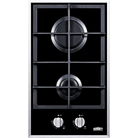 Summit GC2BGL 12 in. 2 Burner Black Gas Cooktop | Electronic Express