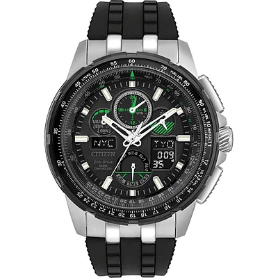 CITIZEN JY805108E-OBX Skyhawk Mens Eco-Drive Black Stainless Steel World Time Watch | Electronic Express