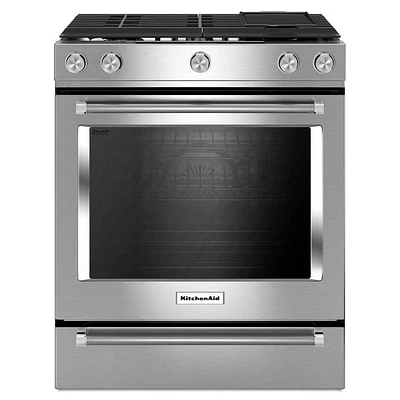 KitchenAid KSGB900ESS 6.5 Cu. Ft. Slide-In Stainless Steel Gas Range | Electronic Express