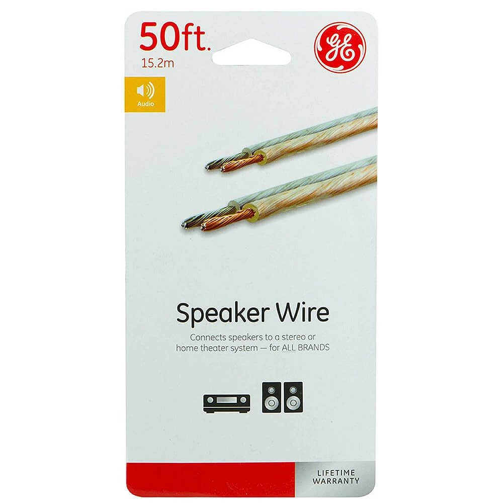 GE 33594 Clear Speaker Wire - 50 ft | Electronic Express