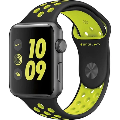 Apple MPOA2LL/A Smart Watch Nike+ 42mm Black/Volt Aluminum Case - OPEN BOX MPOA2 | Electronic Express