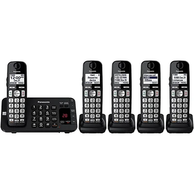 Panasonic KX-TGE445B Expandable Cordless Phone - 5 Handsets OPEN BOX KXTGE445 | Electronic Express