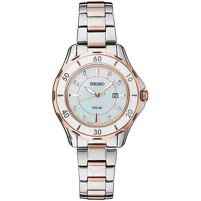 Seiko SUT340 Womens Silver & Gold Seiko Core Solar Watch | Electronic Express