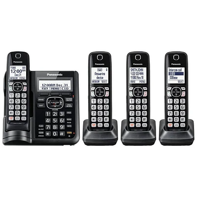 Panasonic KX-TGF544B Expandable Cordless Phone - 4 Handsets OPEN BOX KXTGF544 | Electronic Express