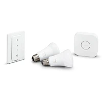 Hue White Ambiance Starter Kit(2 A19 Bulbs, Hub Bridge, Dimmer Switch) | Electronic Express