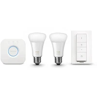 Hue White Ambiance Starter Kit(2 A19 Bulbs, Hub Bridge, Dimmer Switch) | Electronic Express